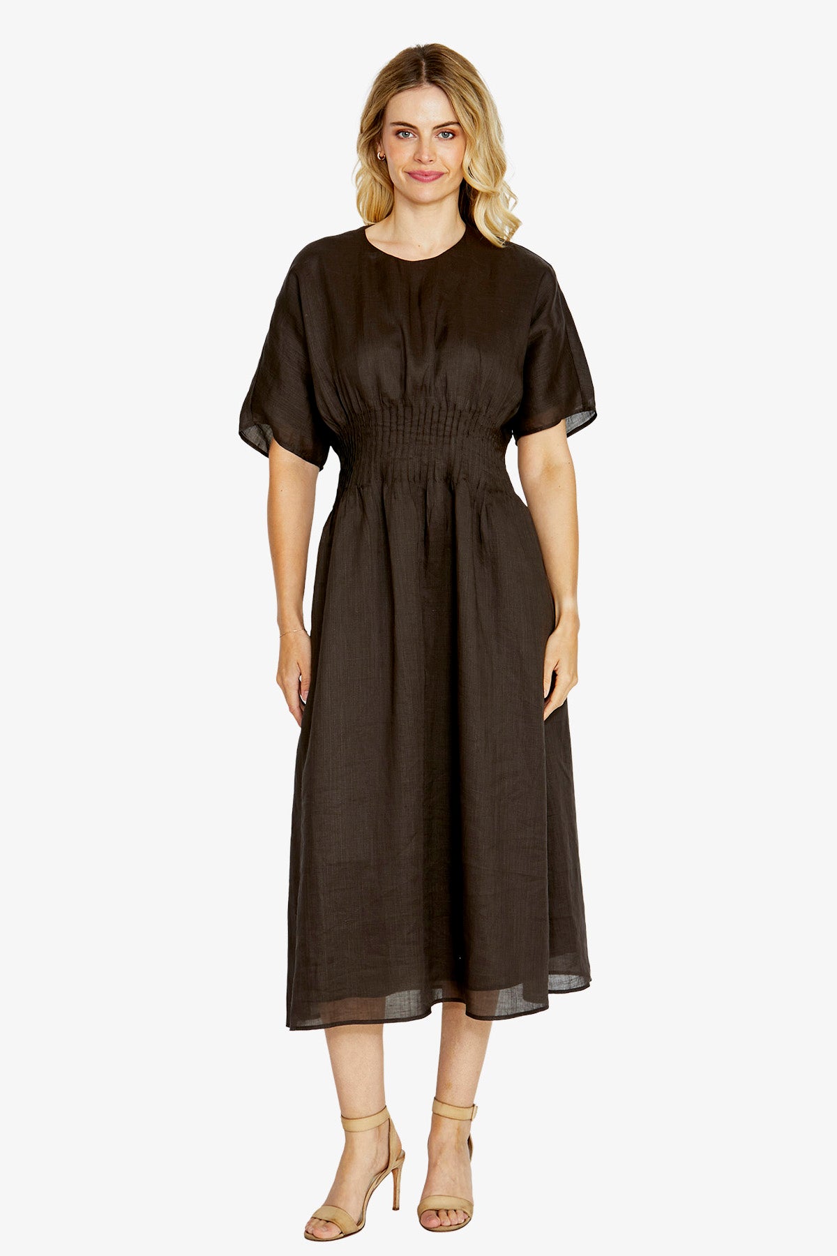 Womens Sasha Pintuck Dress Brown P615543