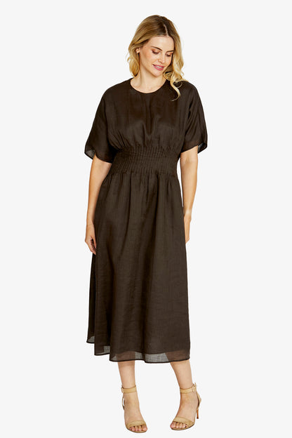 Womens Sasha Pintuck Dress Brown P615543