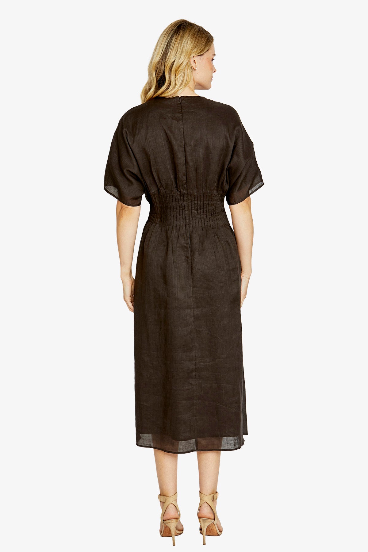 Womens Sasha Pintuck Dress Brown P615543