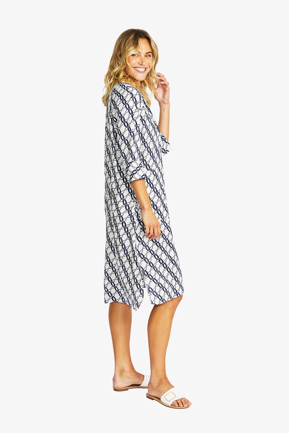 Women's Shirt Dress Print in Blue | Chain