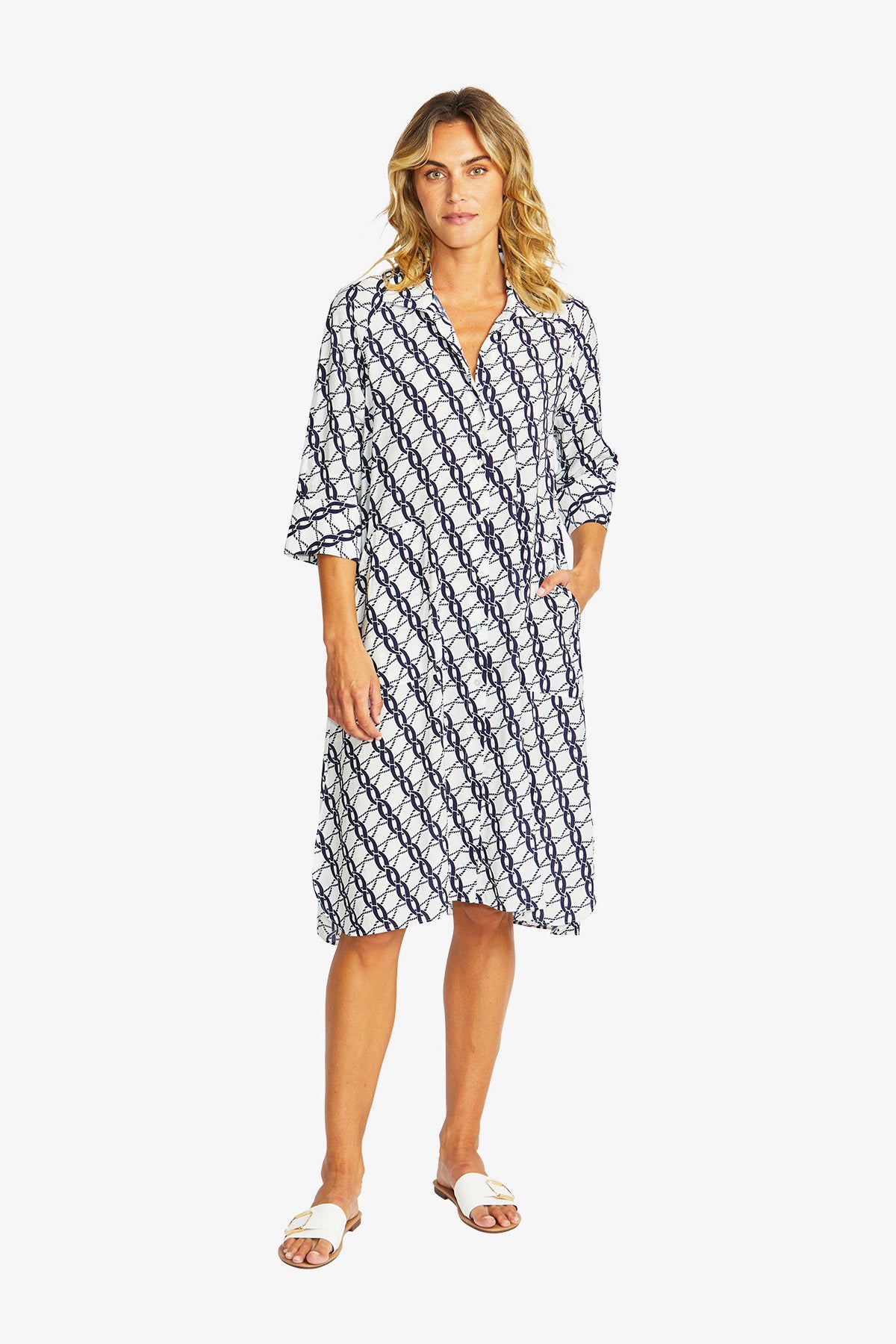 Women's Shirt Dress Print in Blue | Chain