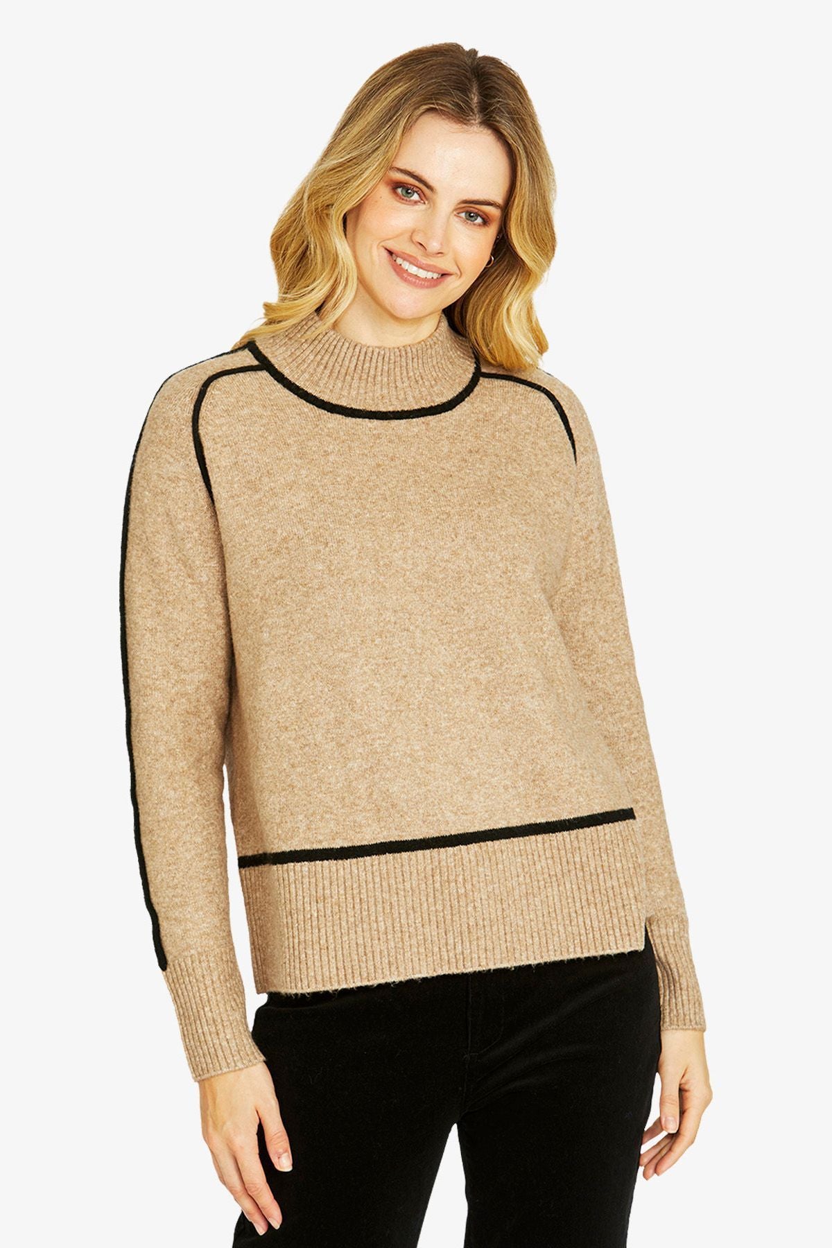 Womens Sibby Trim Pullover Beige P605027