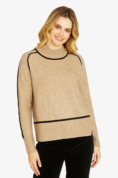 Womens Sibby Trim Pullover Beige P605027