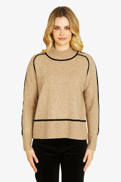 Womens Sibby Trim Pullover Beige P605027