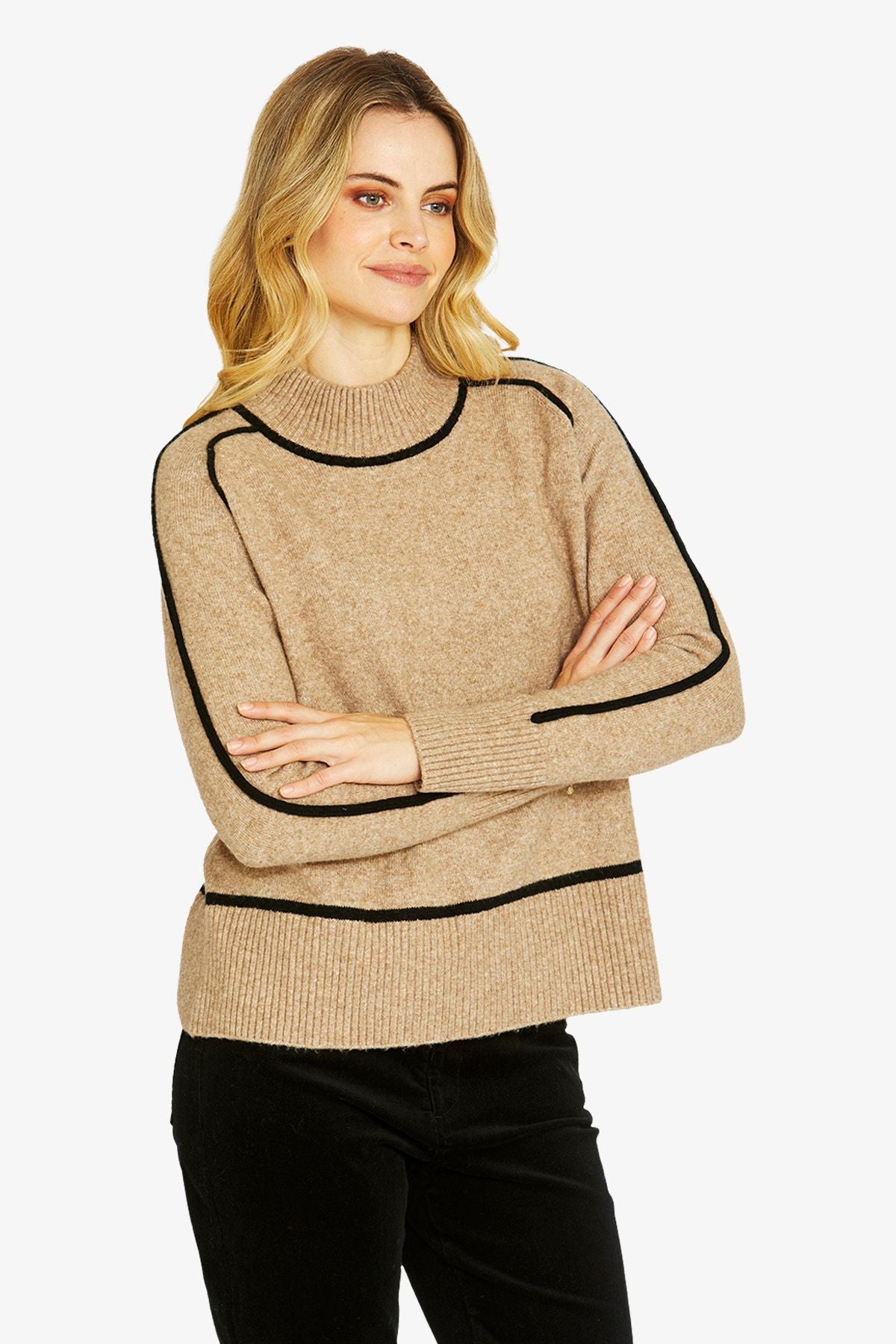 Womens Sibby Trim Pullover Beige P605027