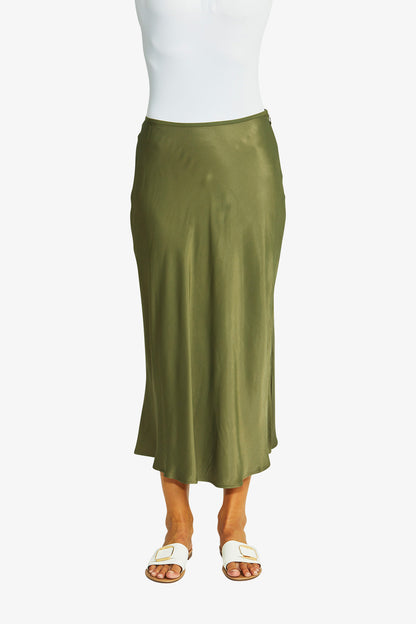 Women's Slinky Skirt in Khaki Green | Helen