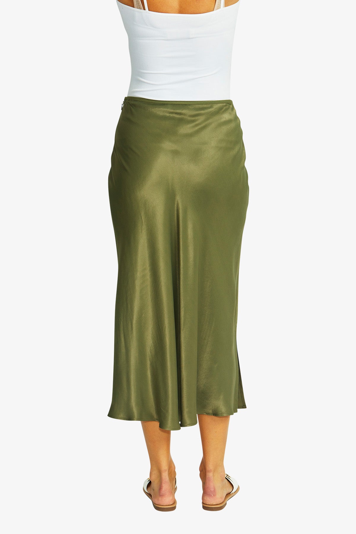 Women's Slinky Skirt in Khaki Green | Helen