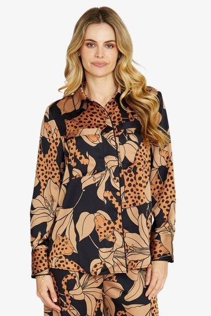 Womens Spliced Animal Shirt Multicolor P605303