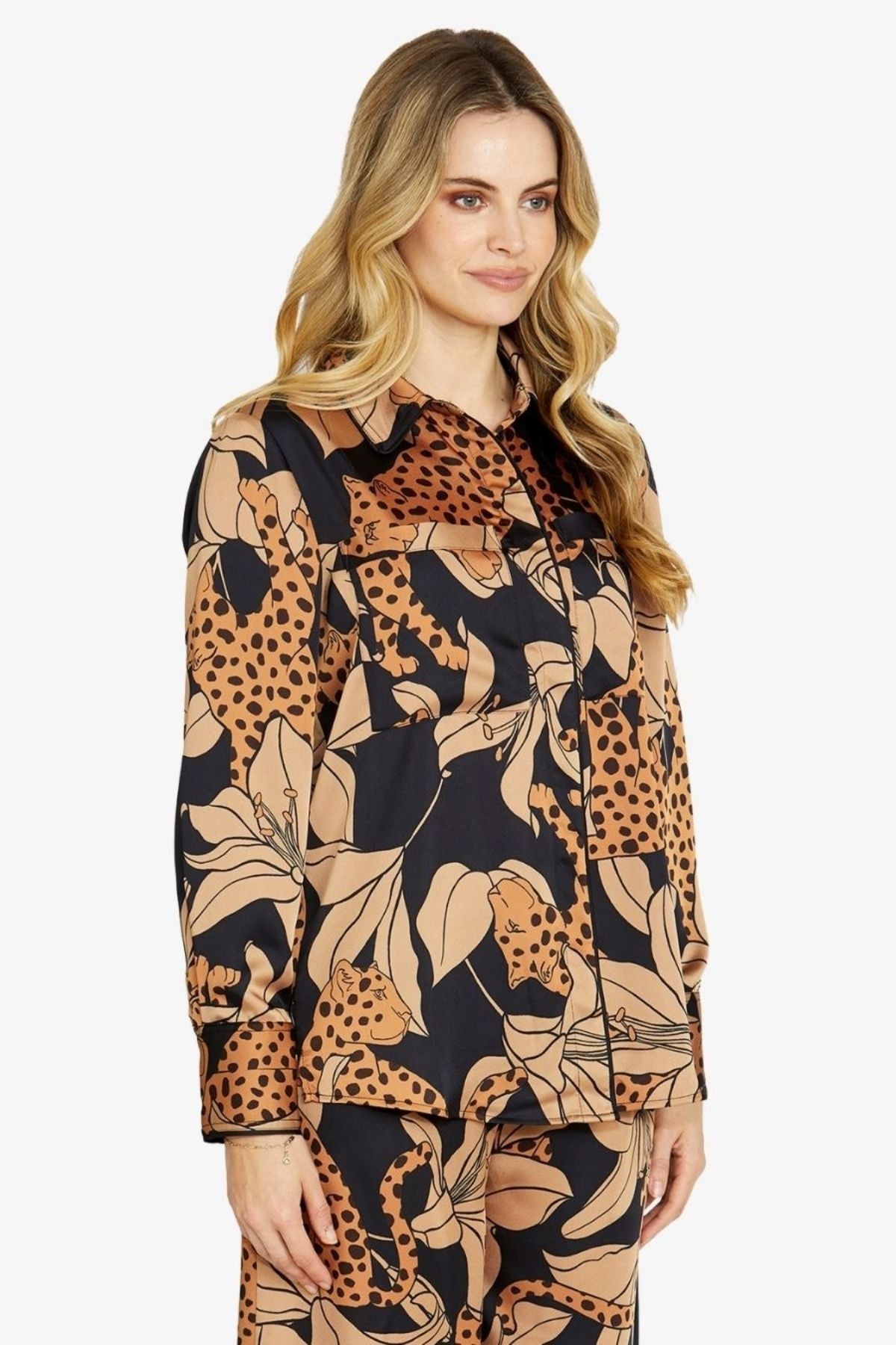 Womens Spliced Animal Shirt Multicolor P605303