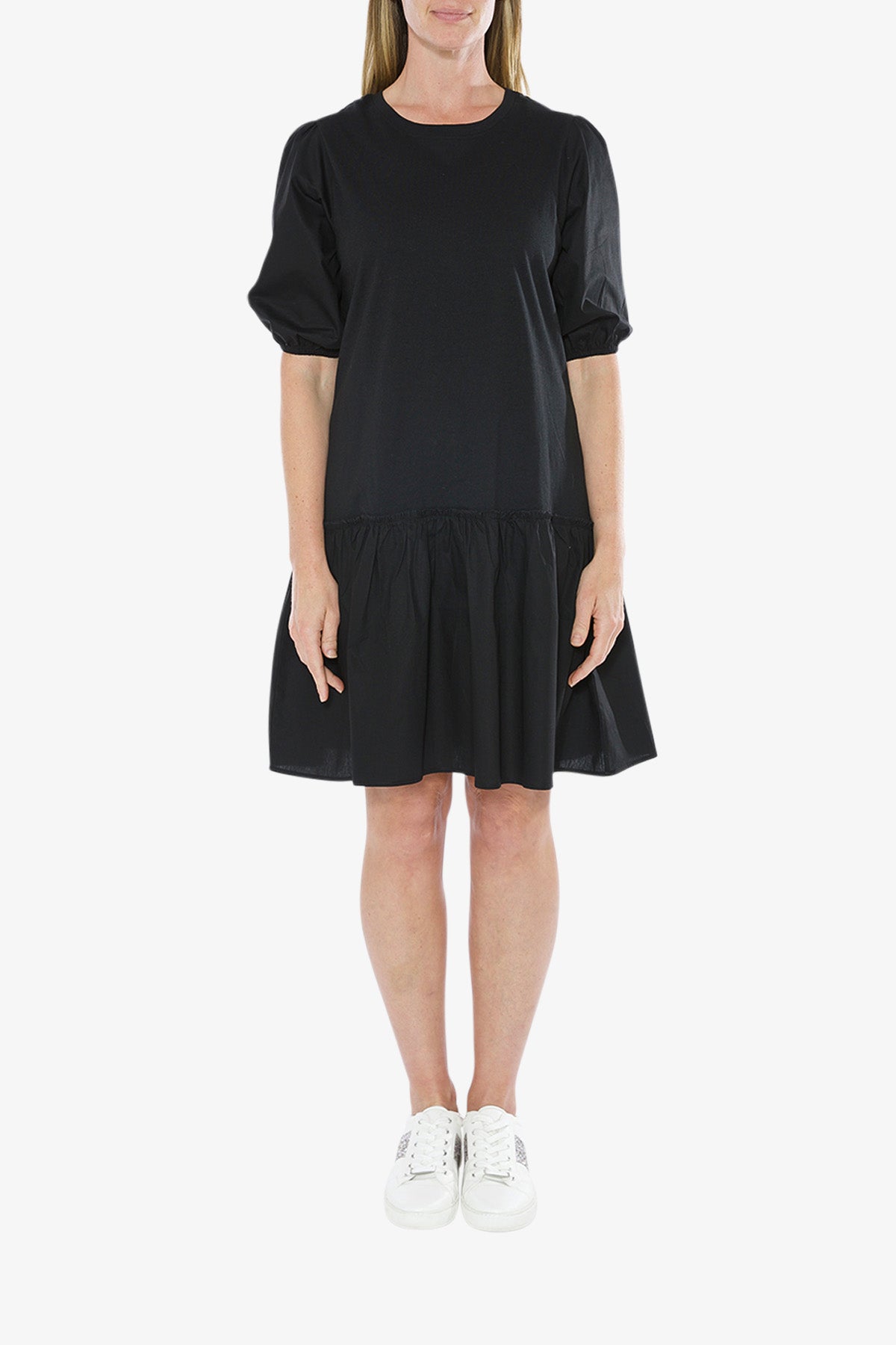 Spliced Short Dress Black