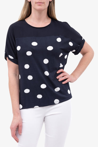 Spot Spliced Top Navy White Spot