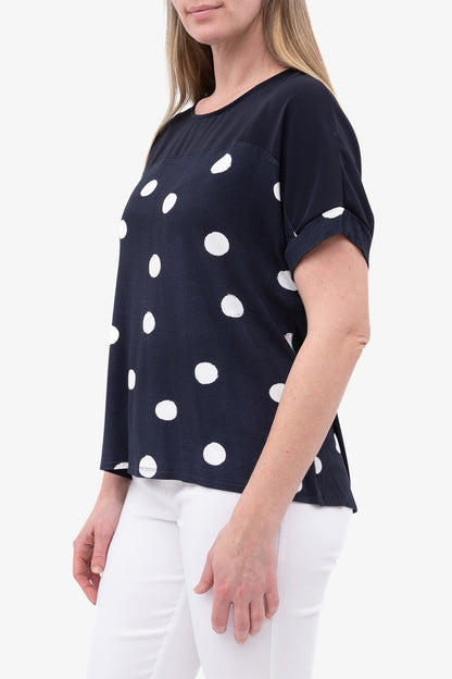 Spot Spliced Top Navy White Spot