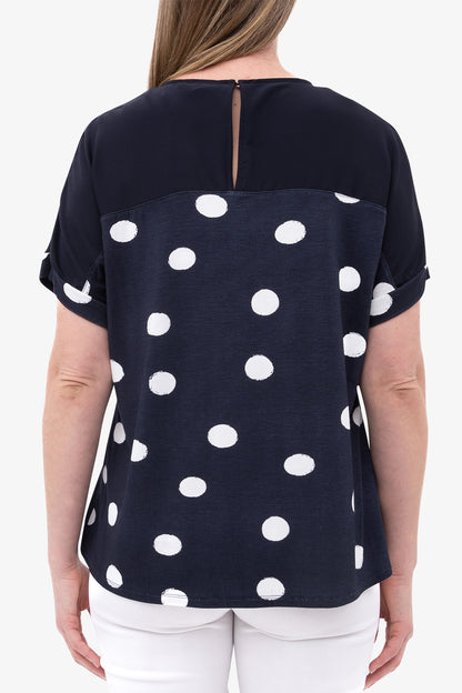 Spot Spliced Top Navy White Spot