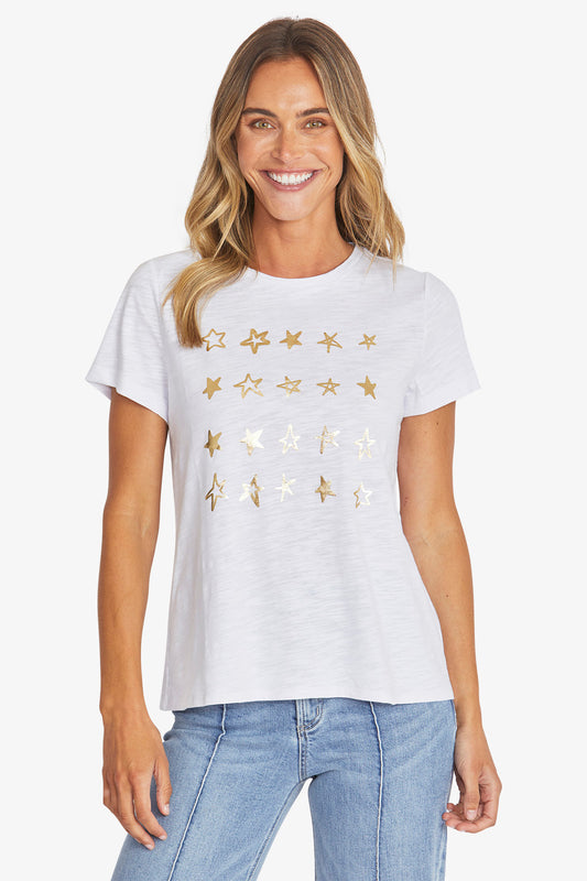 Womens Star Foil Tee White P595203