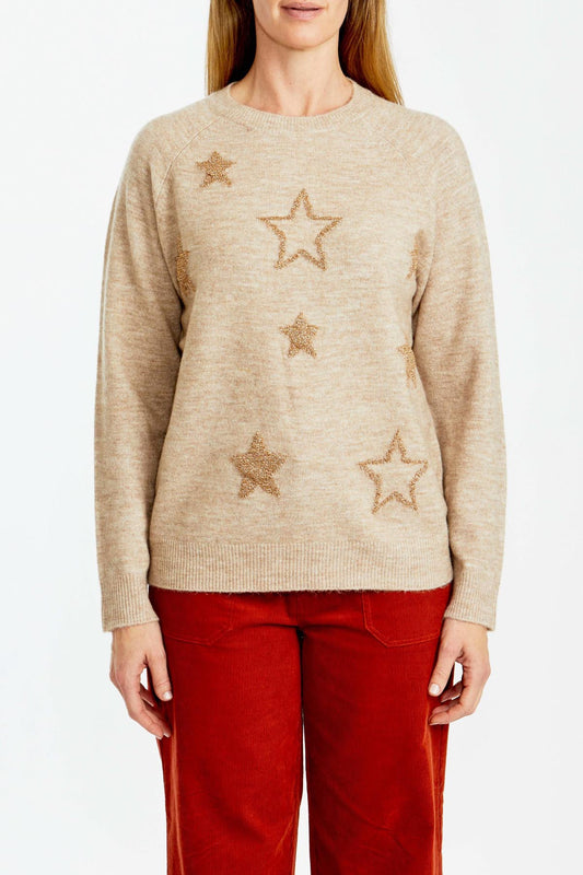 Women's Star Pullover in Oatmeal Taupe