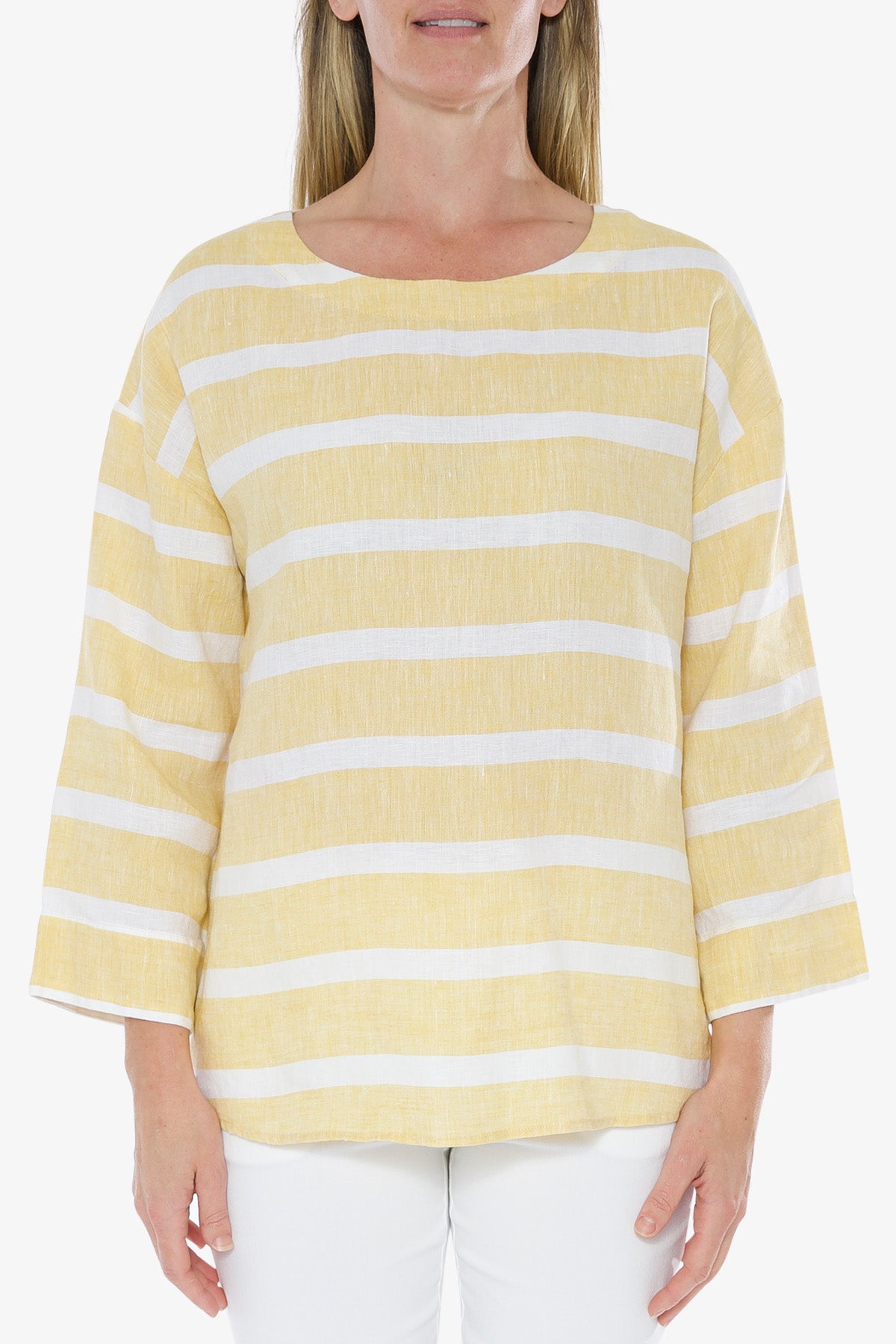 Stripe Boat Neck Top Dandelion White