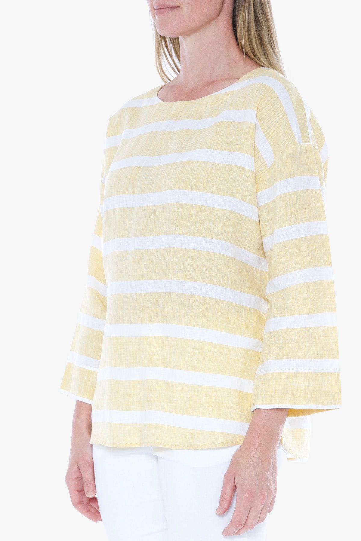 Stripe Boat Neck Top Dandelion White