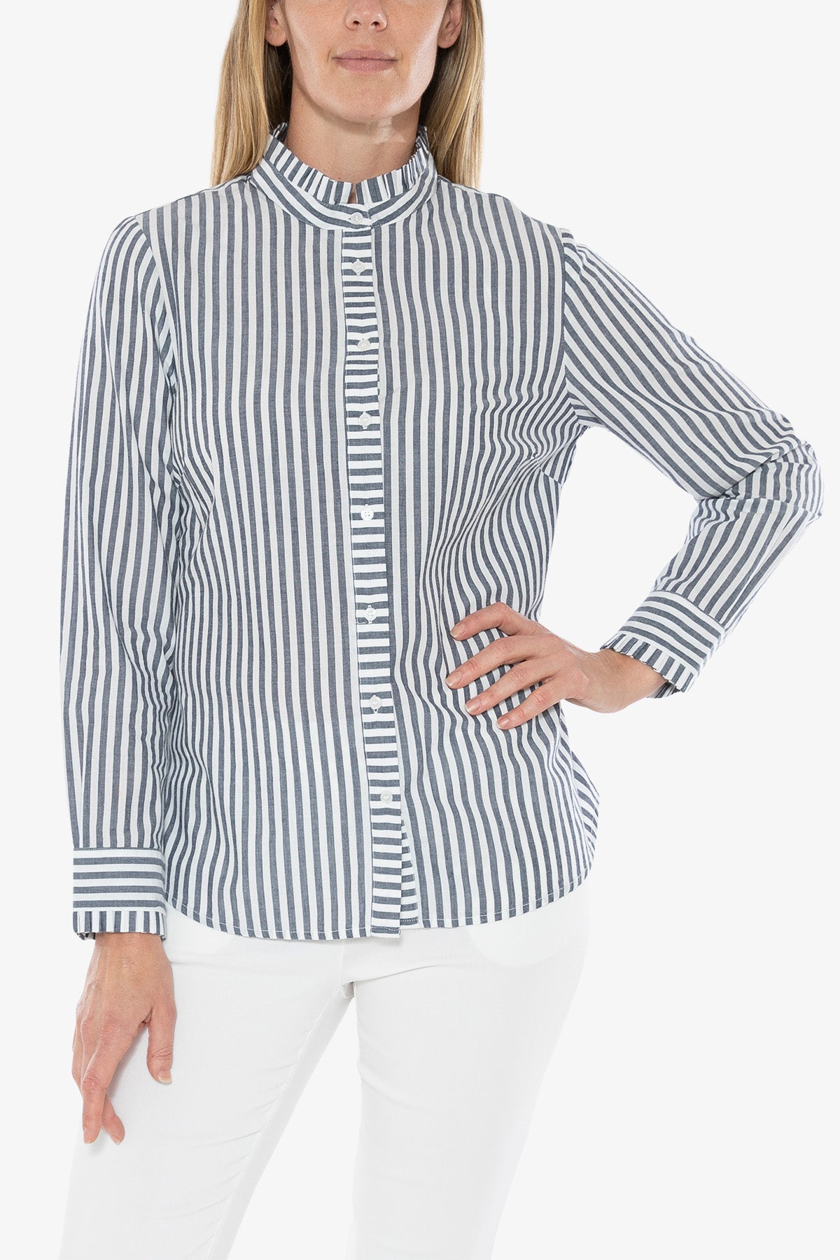 Stripe Shirt White and Navy