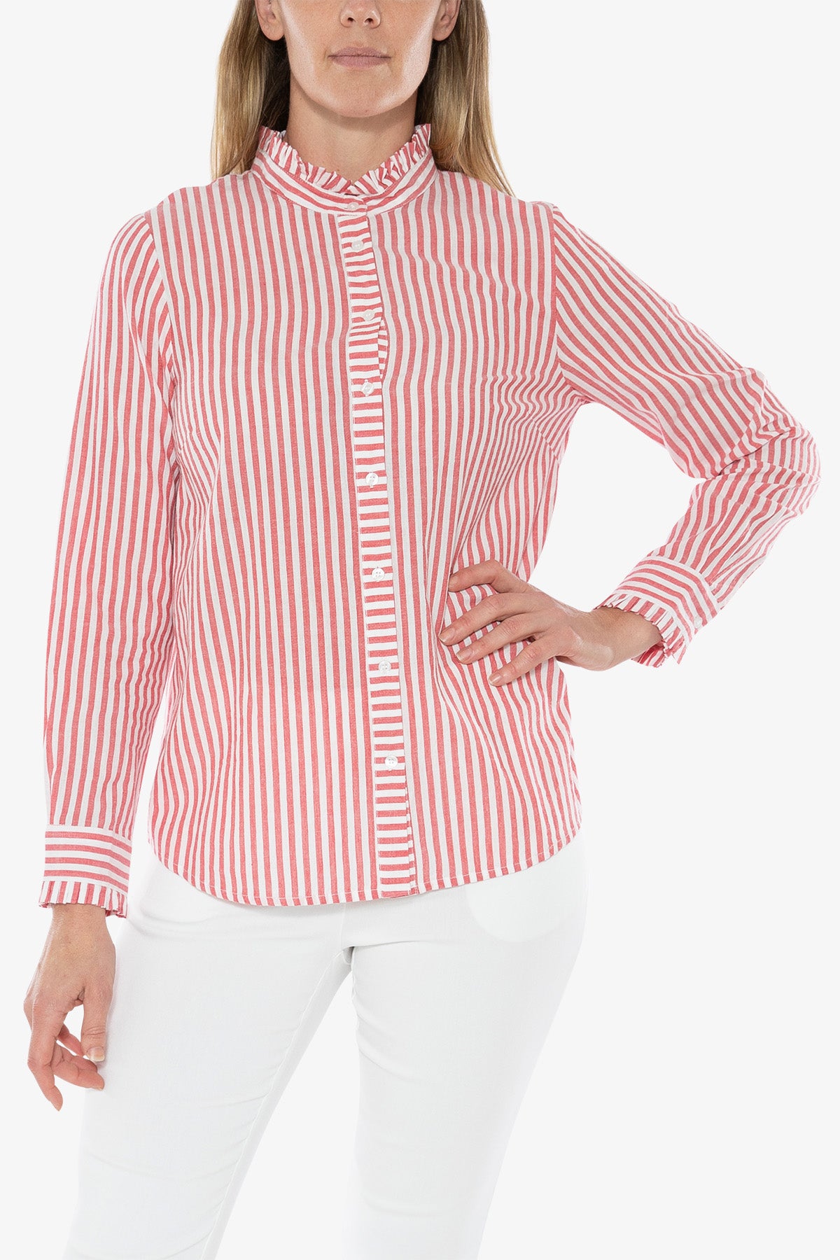 Stripe Shirt White and Melon
