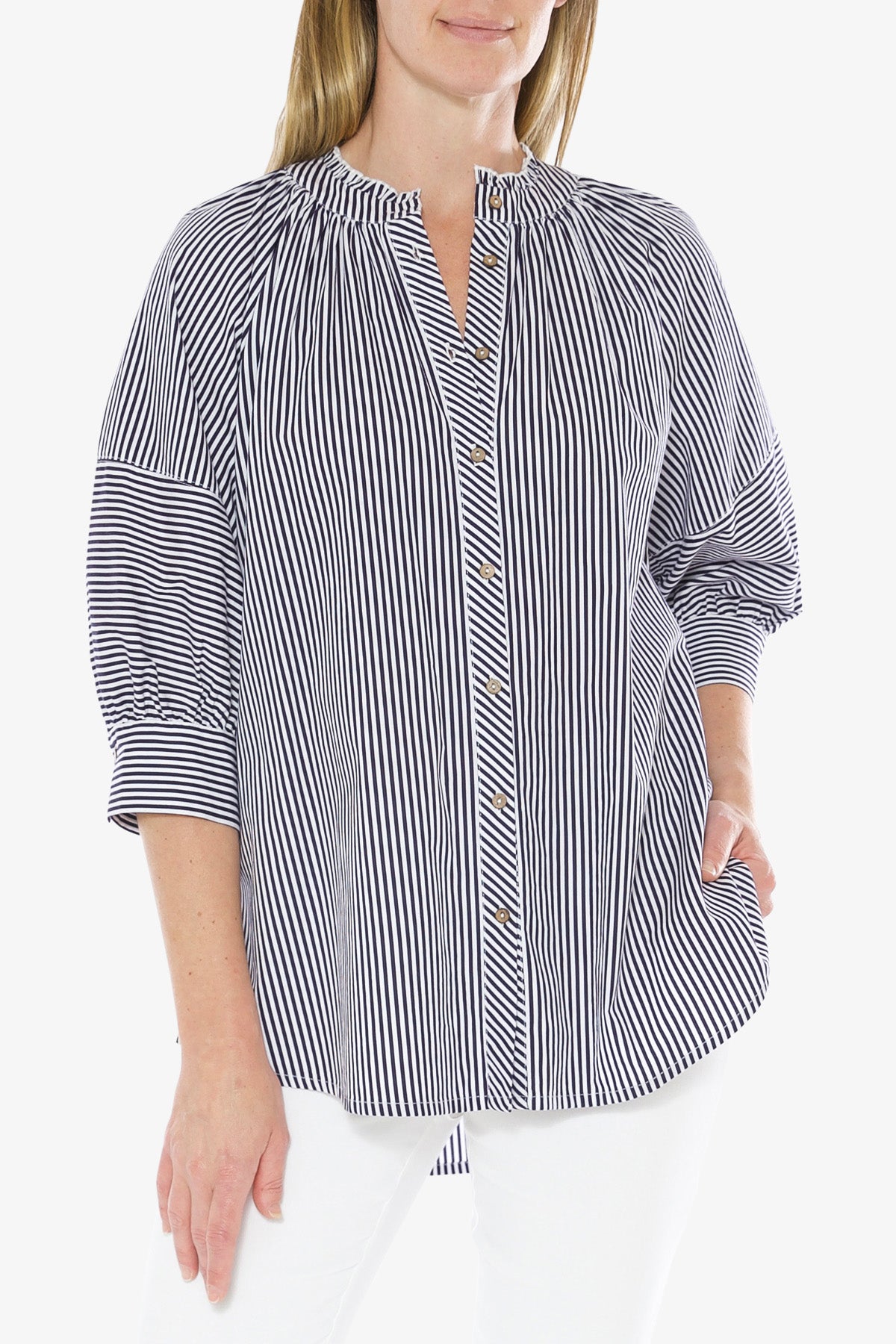 Striped Shirt White and Navy