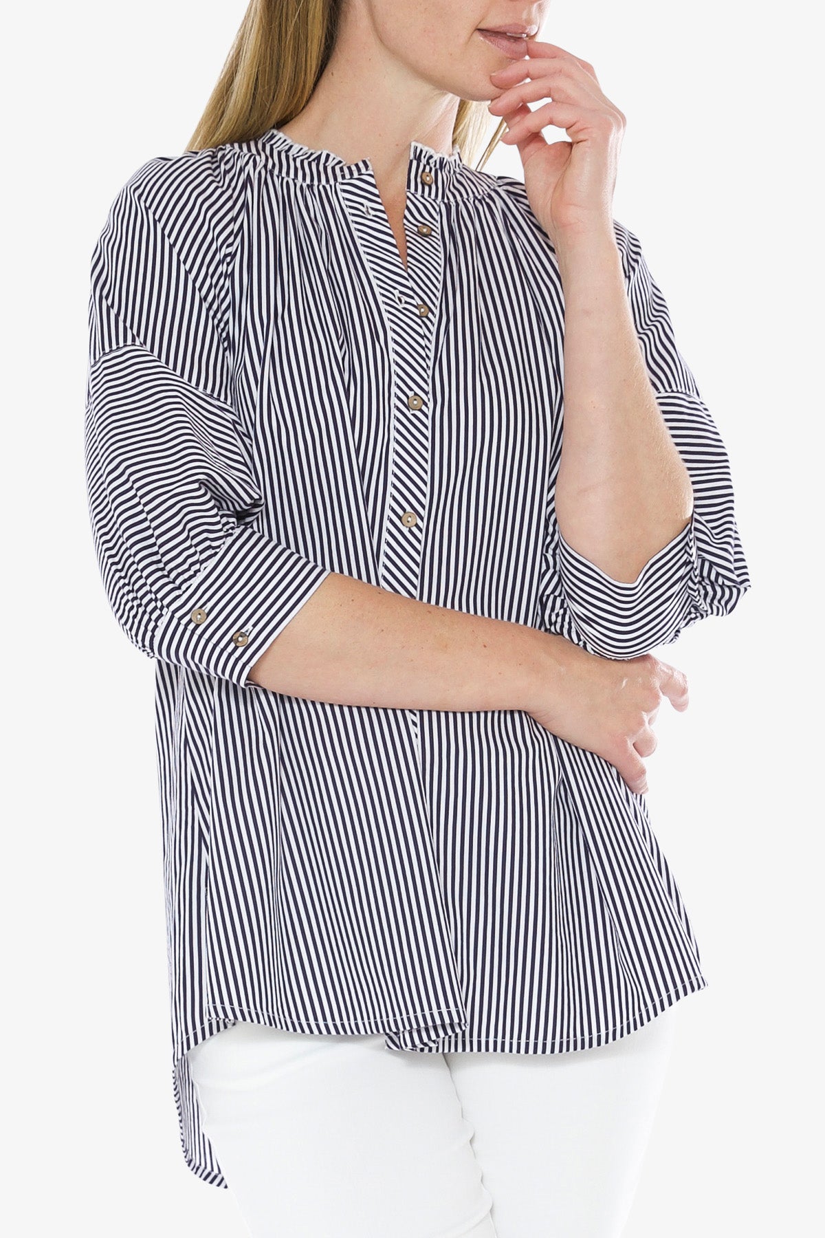 Striped Shirt White and Navy