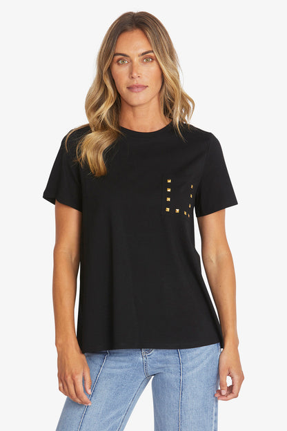 Stud Pocket Tee in Black