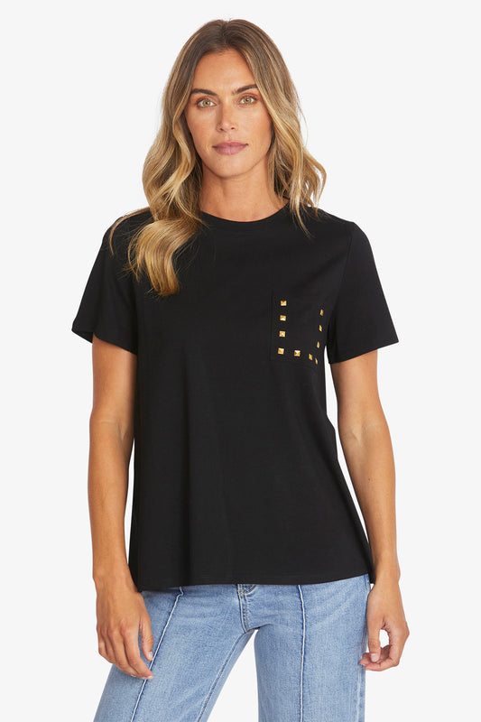 Stud Pocket Tee in Black