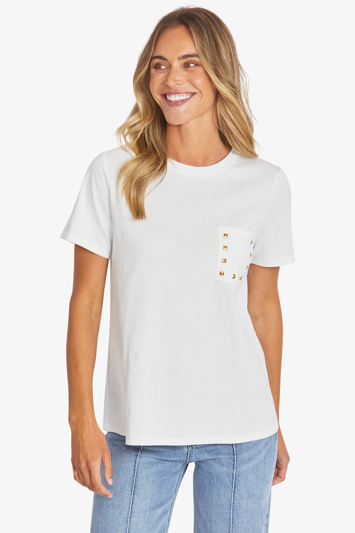 Stud Pocket Tee in Ivory