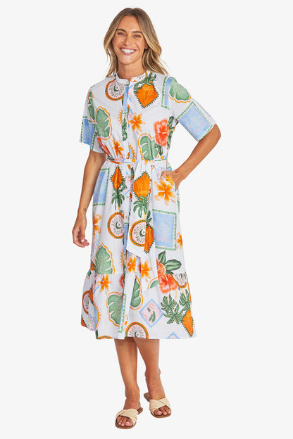 Womens Tahiti Belted Dress Multicolor P595561