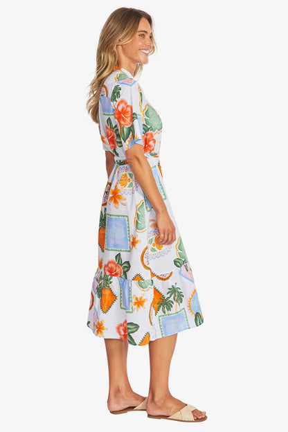 Womens Tahiti Belted Dress Multicolor P595561