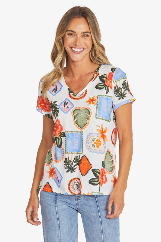 Womens Tahiti Print Tee Multicolor P595208
