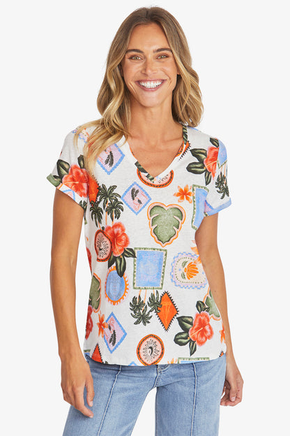 Womens Tahiti Print Tee Multicolor P595208