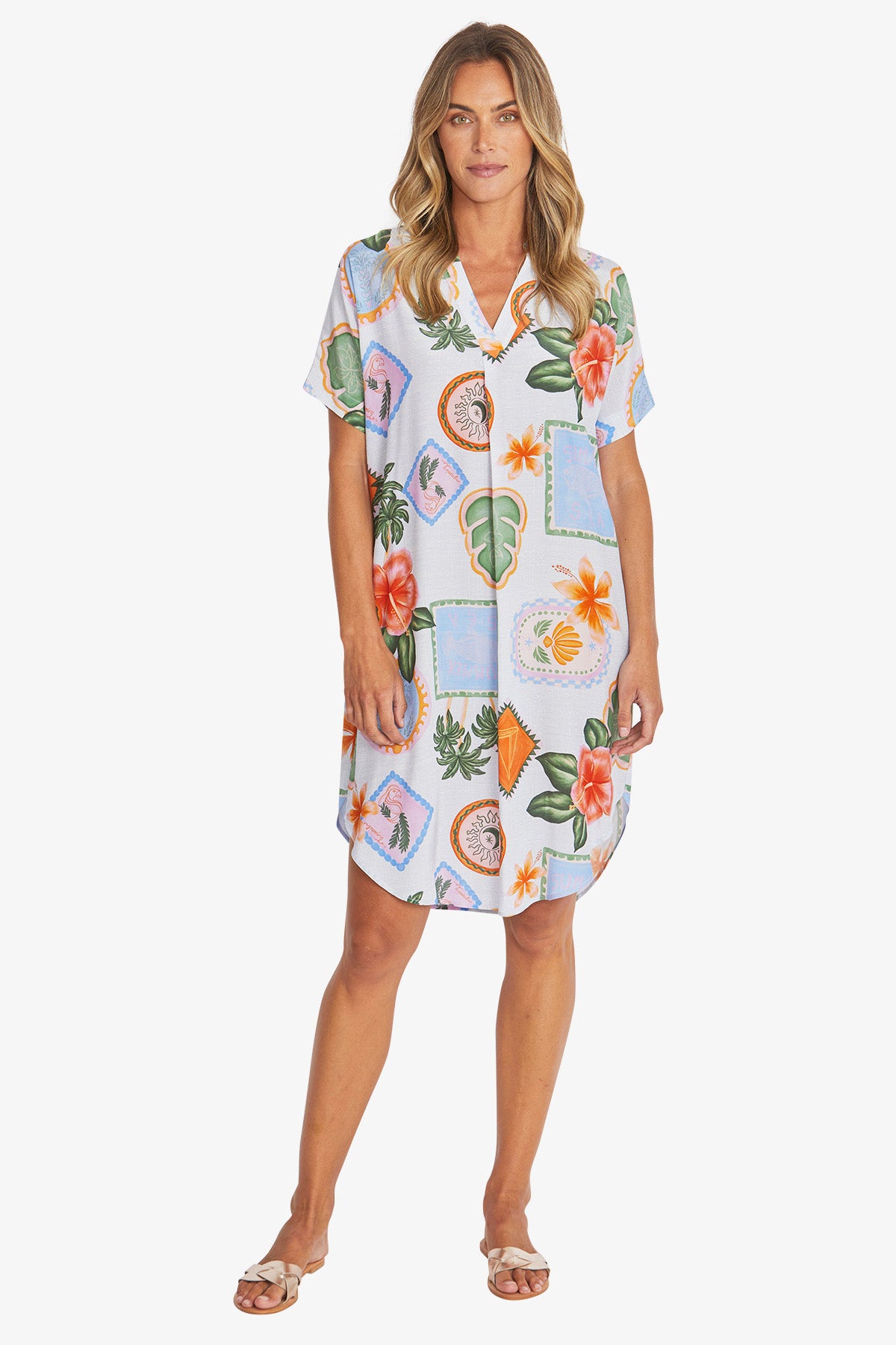 Womens Tahiti Shift Dress Multicolor P595562
