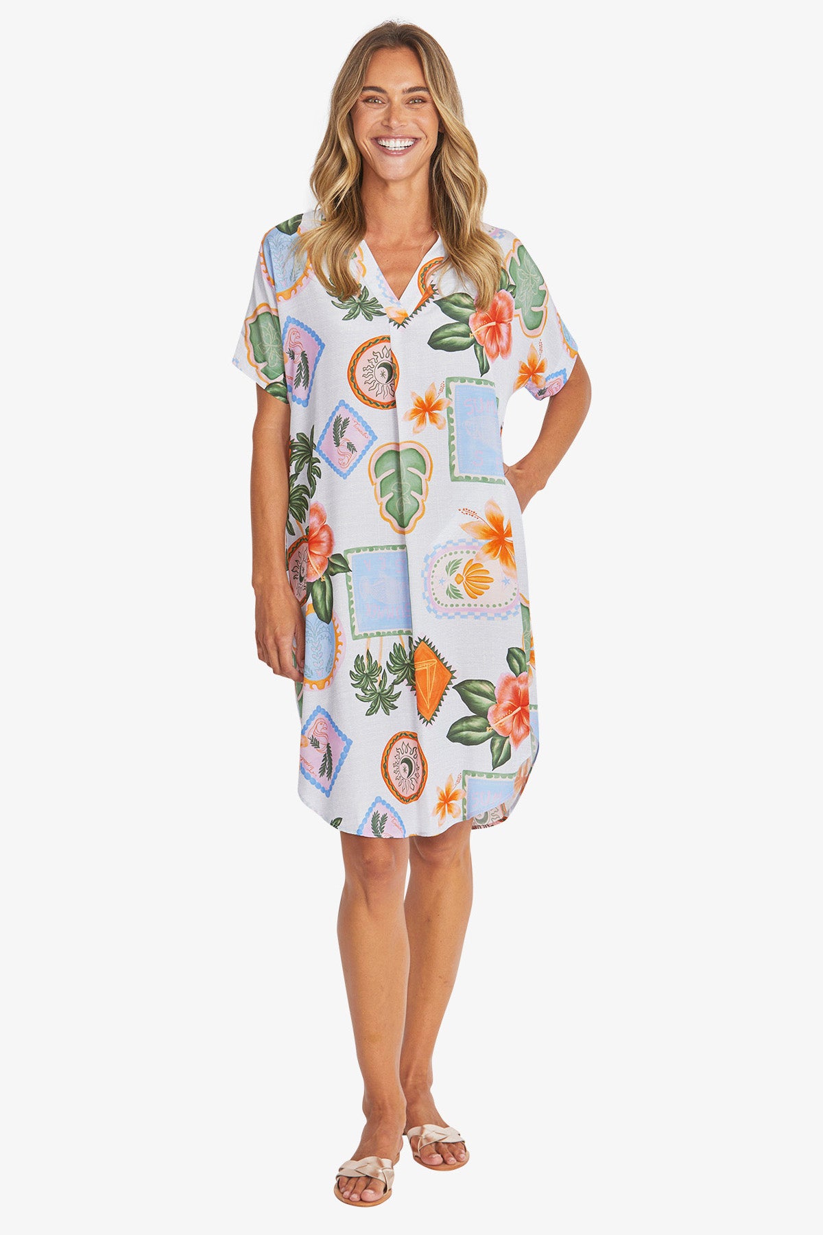 Womens Tahiti Shift Dress Multicolor P595562