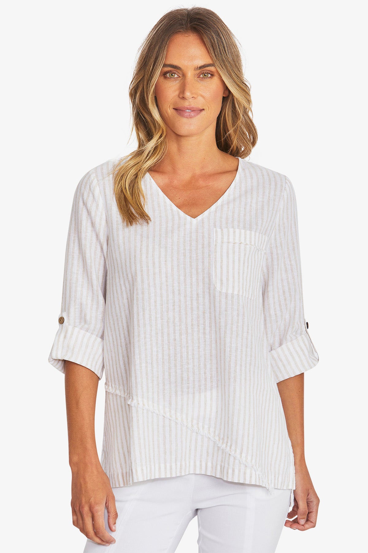 Womens Tamara Stripe Top White P595323