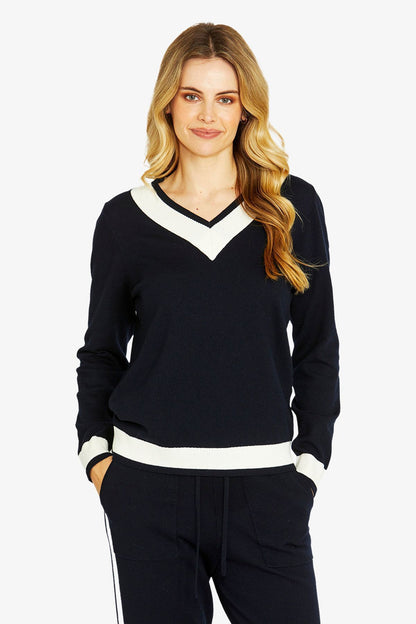 Womens Taylorv Nktippedpullover Navy P605035