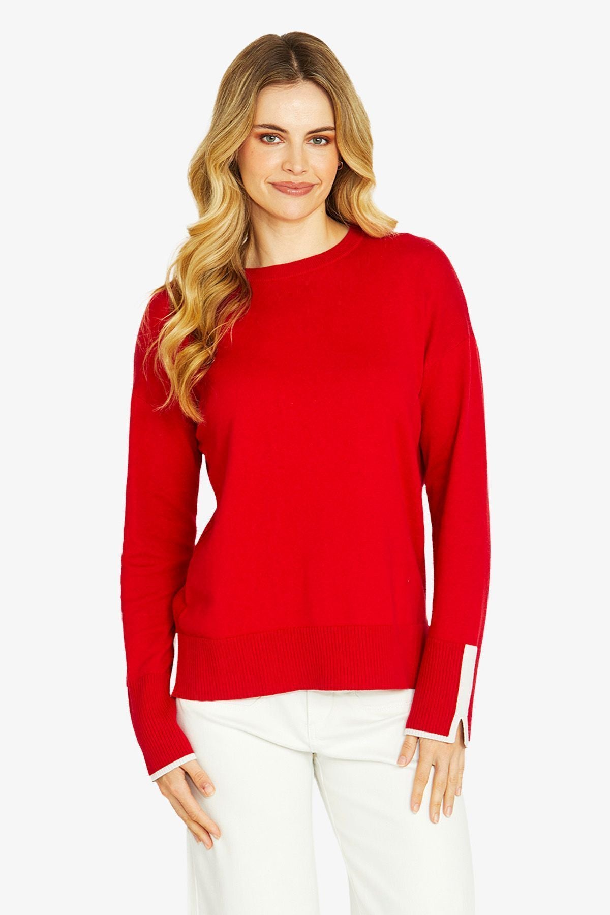 Womens Tessa Tipped Pullover Red P605023