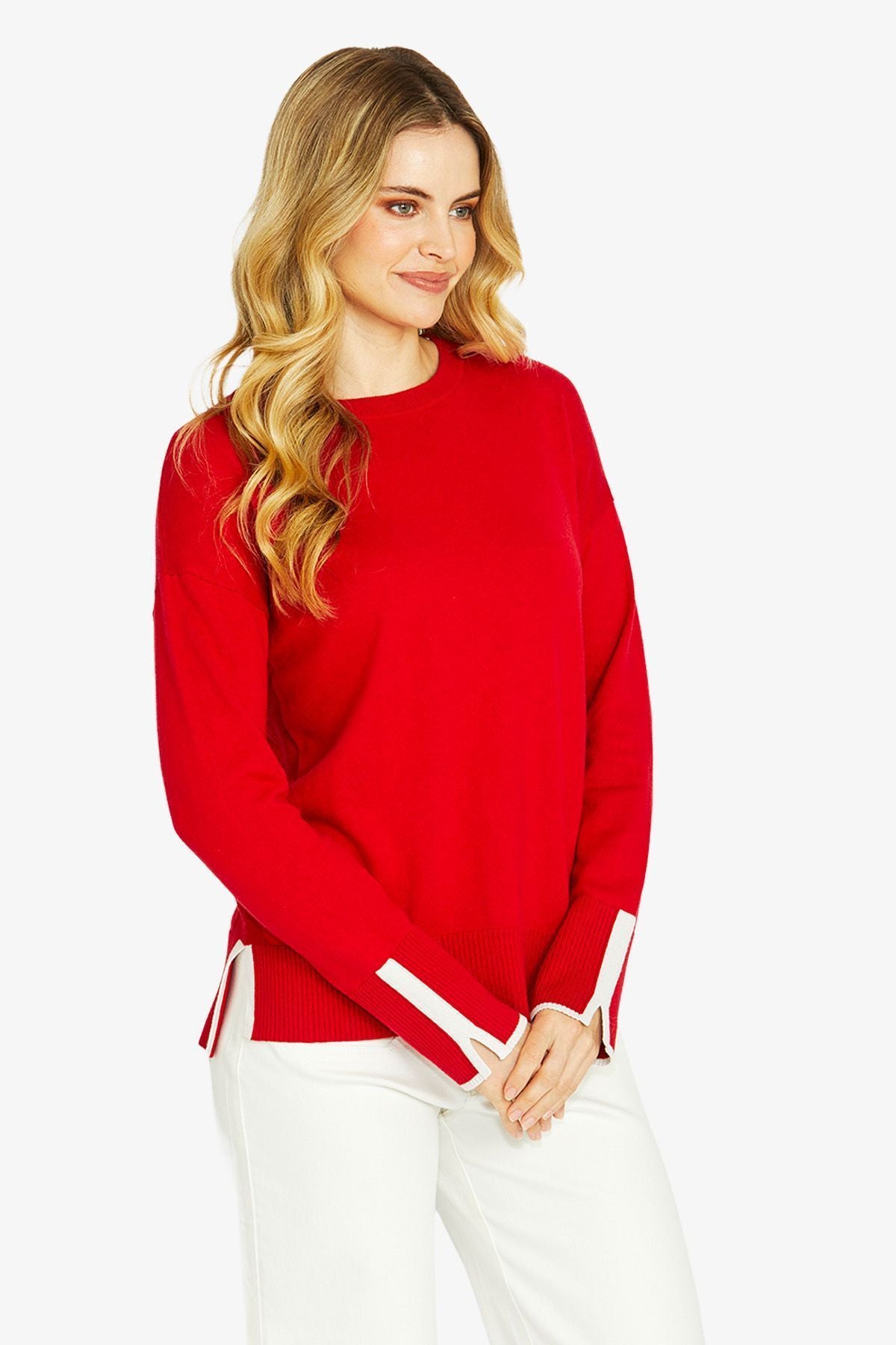 Womens Tessa Tipped Pullover Red P605023