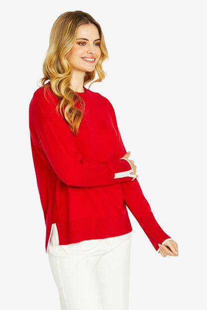 Womens Tessa Tipped Pullover Red P605023