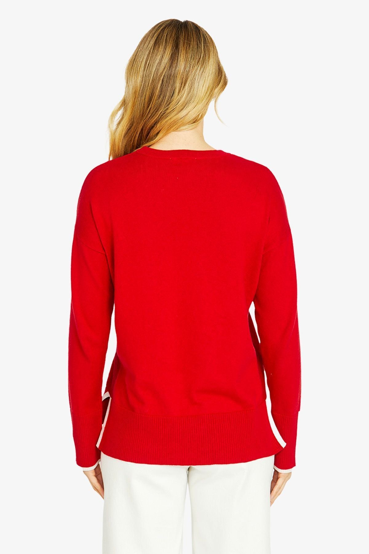 Womens Tessa Tipped Pullover Red P605023