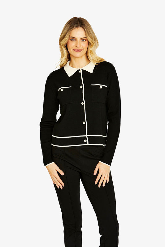 Womens Tiffany Tipped Cardigan Black P605006