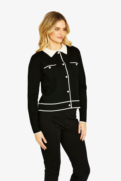 Womens Tiffany Tipped Cardigan Black P605006