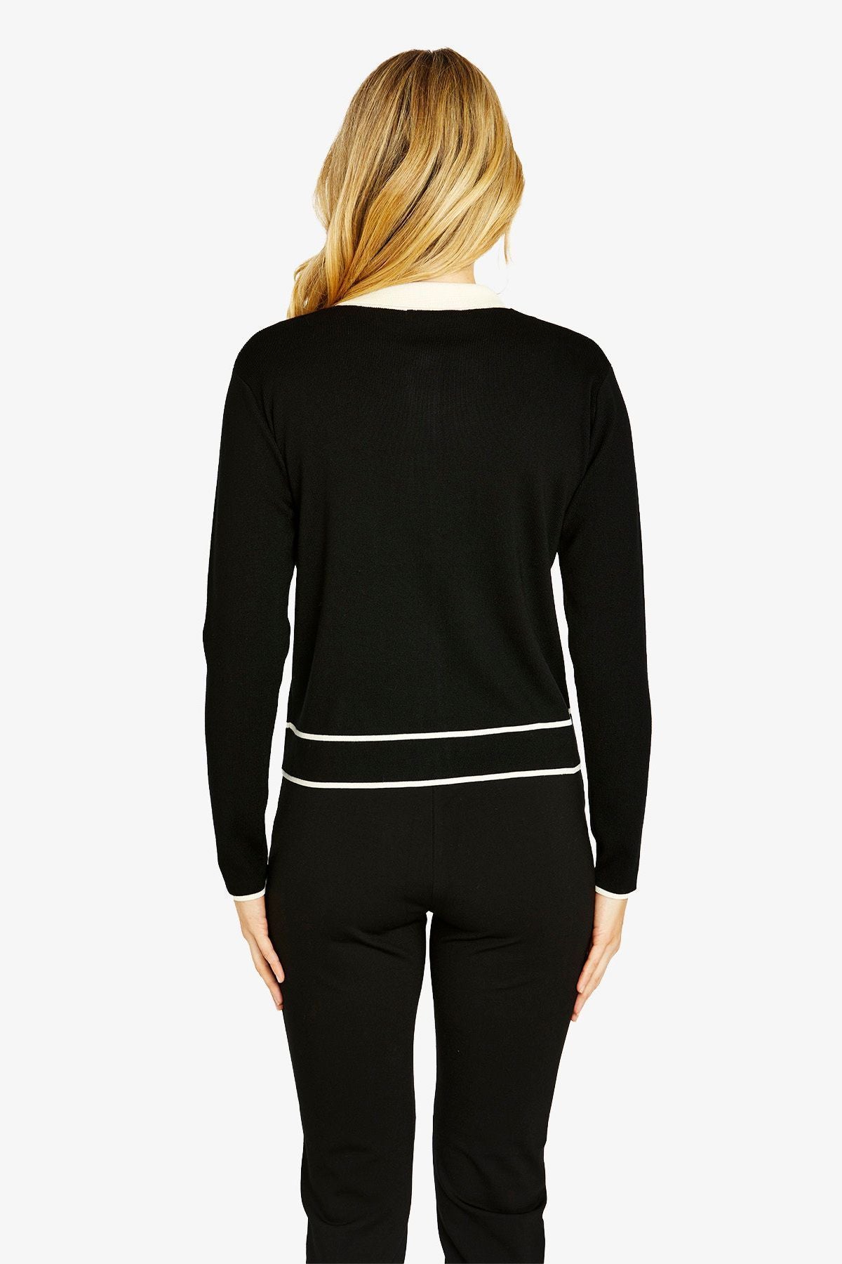 Womens Tiffany Tipped Cardigan Black P605006