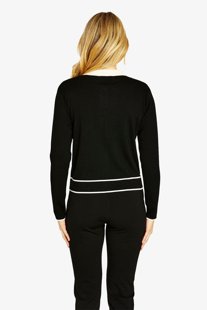 Womens Tiffany Tipped Cardigan Black P605006