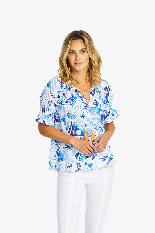 Women's Top Print in Blue | Waikiki Tia