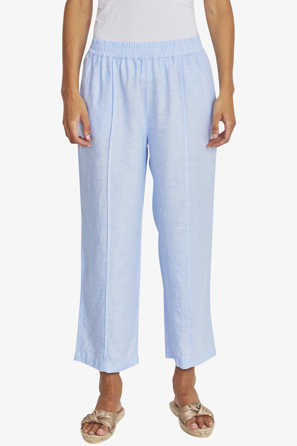 Womens Tropez Linen Pant Blue P595722