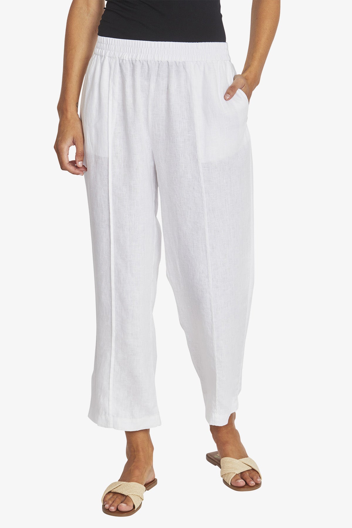 Womens Tropez Linen Pant White P595722