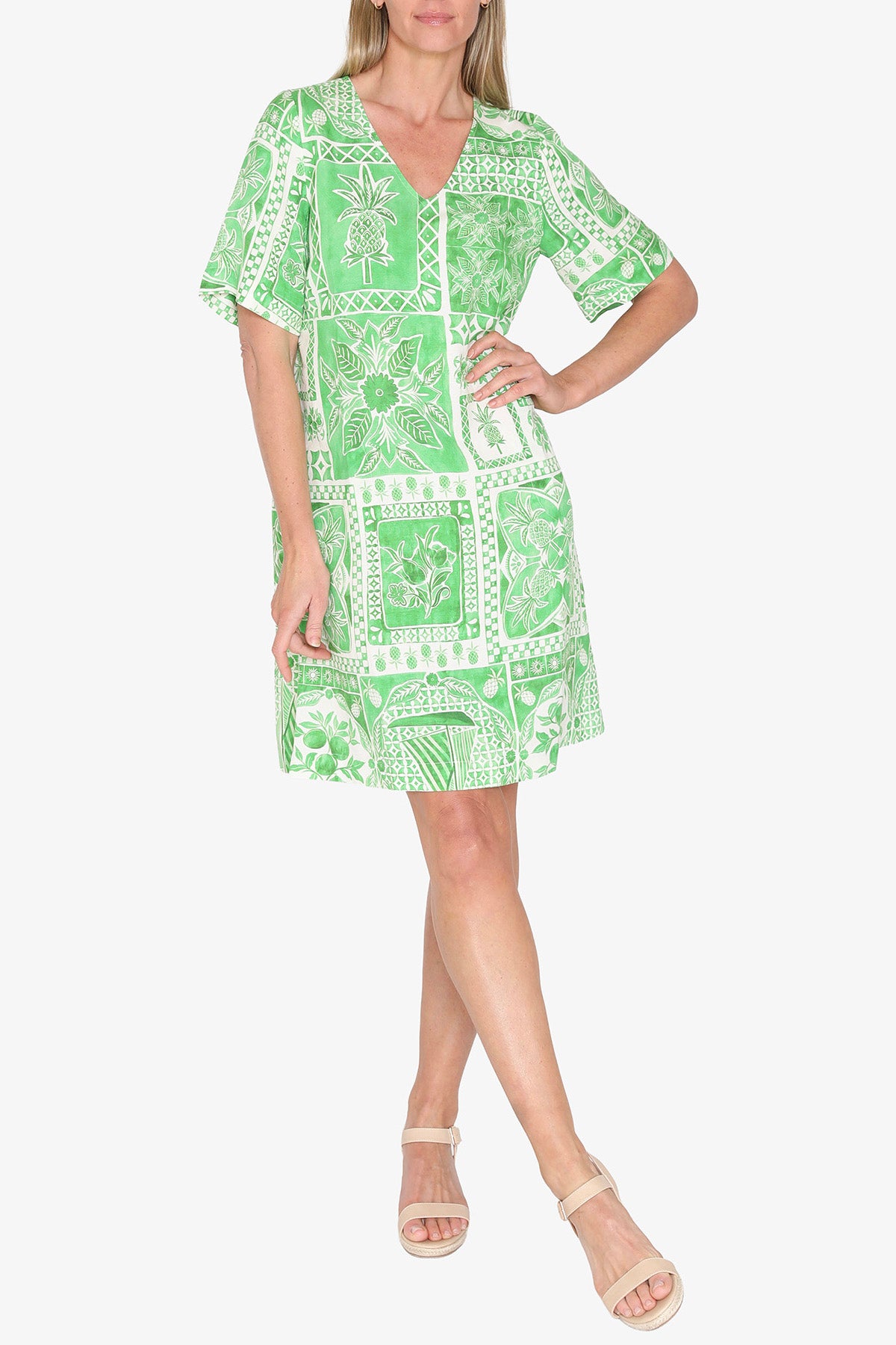Womens Tropicana Shift Dress Green P595546