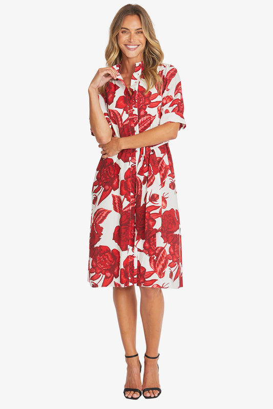 Womens Valencia Belted Dress Red P595508