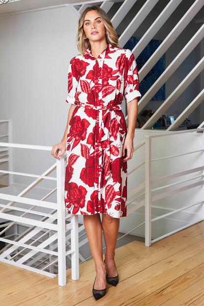Womens Valencia Belted Dress Red P595508